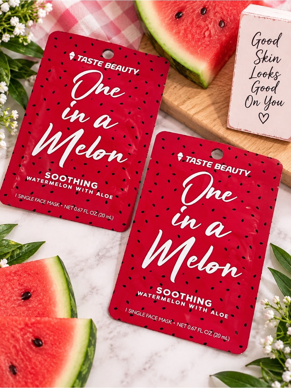 🍉 Taste Beauty One in a Melon Soothing Watermelon Sheet Face Masks — 2 Pack